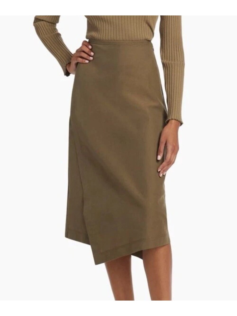 Vince Women’s Wrap-Effect Midi Skirt Size 10 Linen Blend Asymmetric New